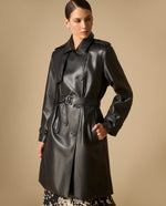 Trench coat doble botonadura con cinturón para mujer - Negro 34_421H204_NEG190303_0