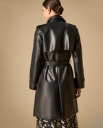Trench coat doble botonadura con cinturón para mujer - Negro 34_421H204_NEG190303_5