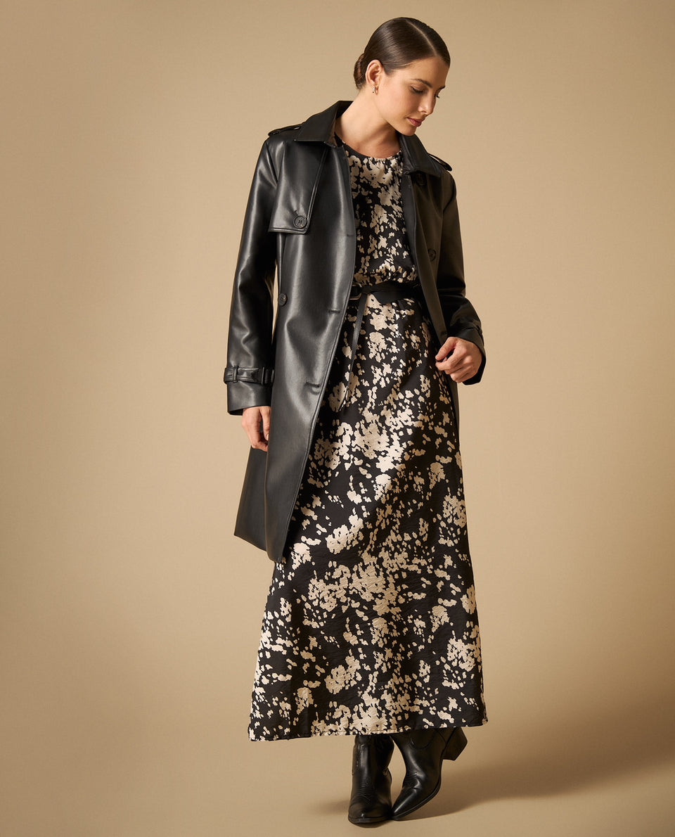 Trench coat doble botonadura con cinturón para mujer - Negro 34_421H204_NEG190303_7