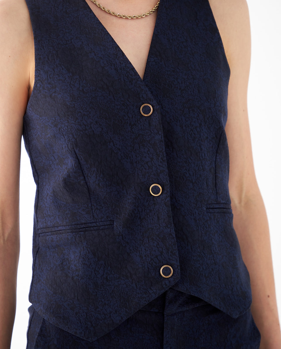 Chaleco con ajuste de broches para mujer - Azul 34_422F001_AZU194019_3