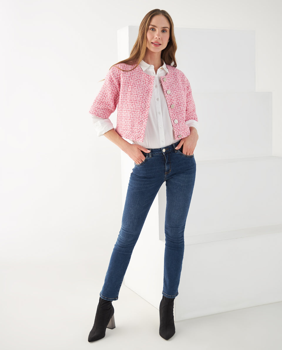 Chaqueta de diseño abierto para mujer - Rosa 34_422F211_ROS171928_5
