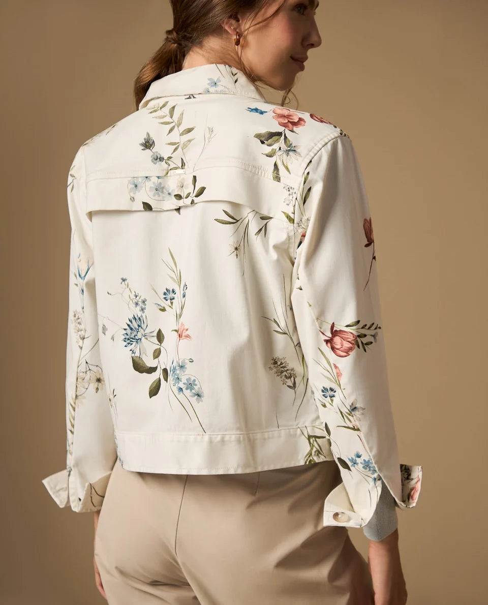 Prueba - Chaqueta estampada floral con cierre de botones - Crudo