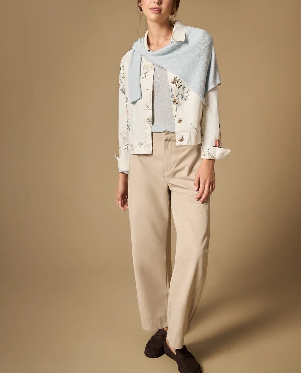 Prueba - Chaqueta estampada floral con cierre de botones - Crudo