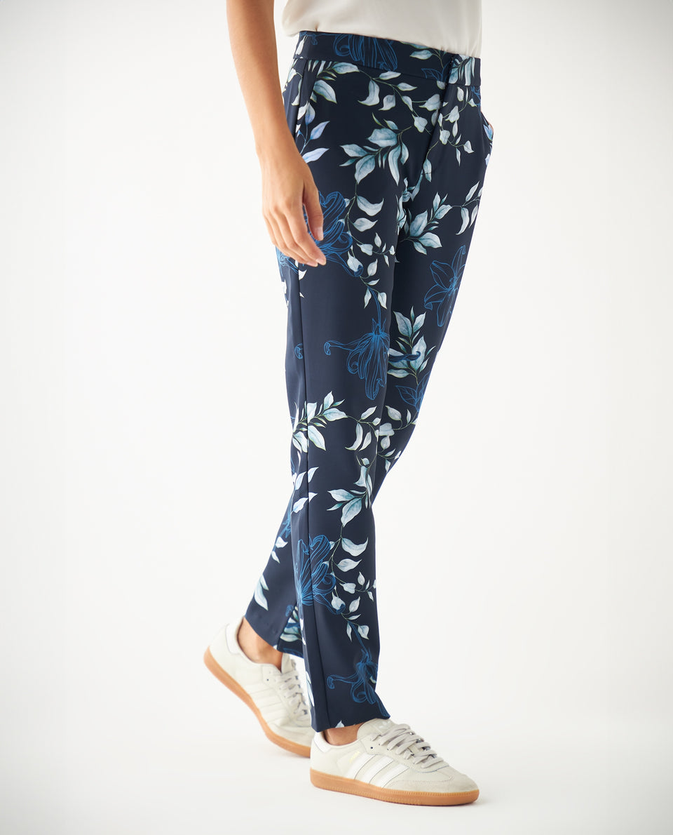 Pantalón con estampado floral para mujer - Azul 34_431F005_AZU194024_3