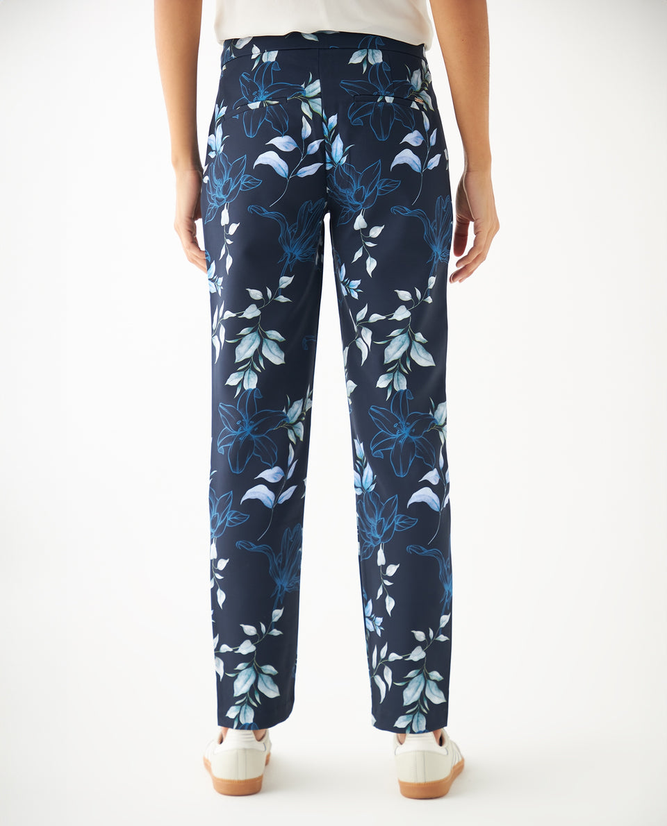 Pantalón con estampado floral para mujer - Azul 34_431F005_AZU194024_4
