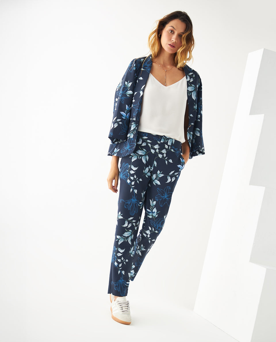 Pantalón con estampado floral para mujer - Azul 34_431F005_AZU194024_7