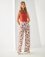 Pantalón clásico estampado para mujer - Café 34_431F015_CAF191435_0