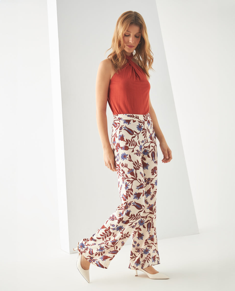 Pantalón clásico estampado para mujer - Café 34_431F015_CAF191435_6