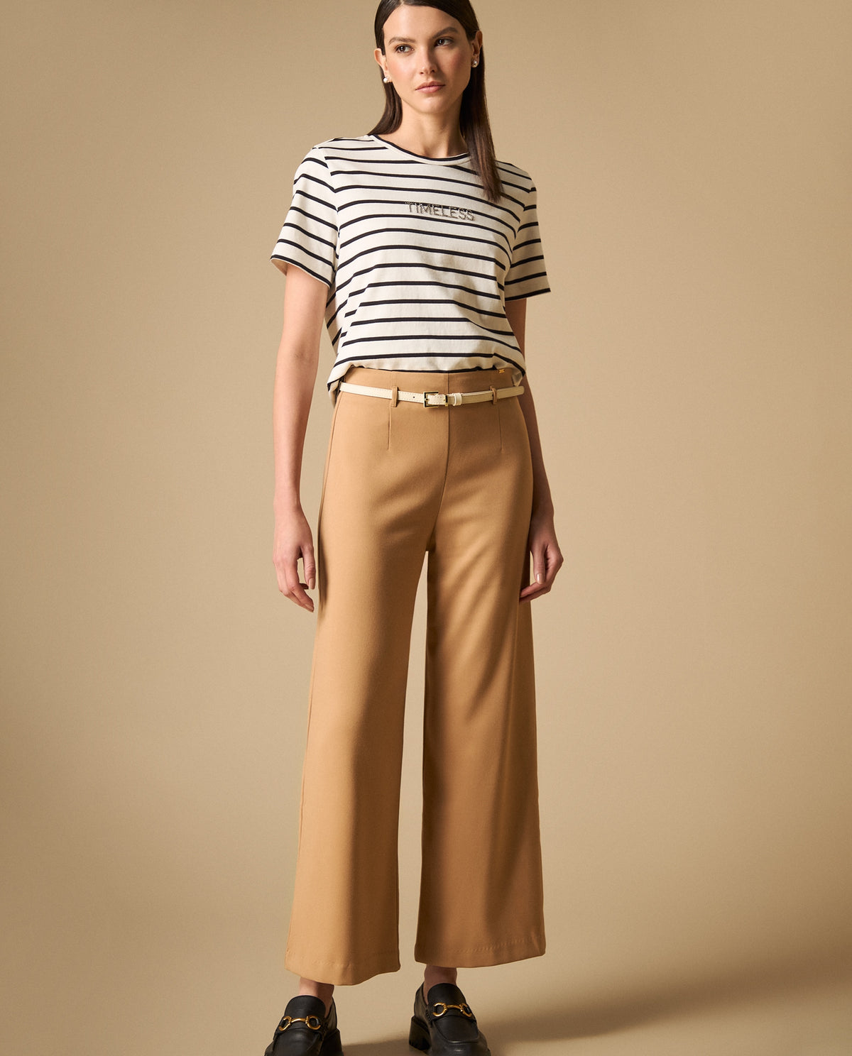 Pantalón palazzo tiro alto con cinturón para mujer - Café 34_431H000_CAF171320_0