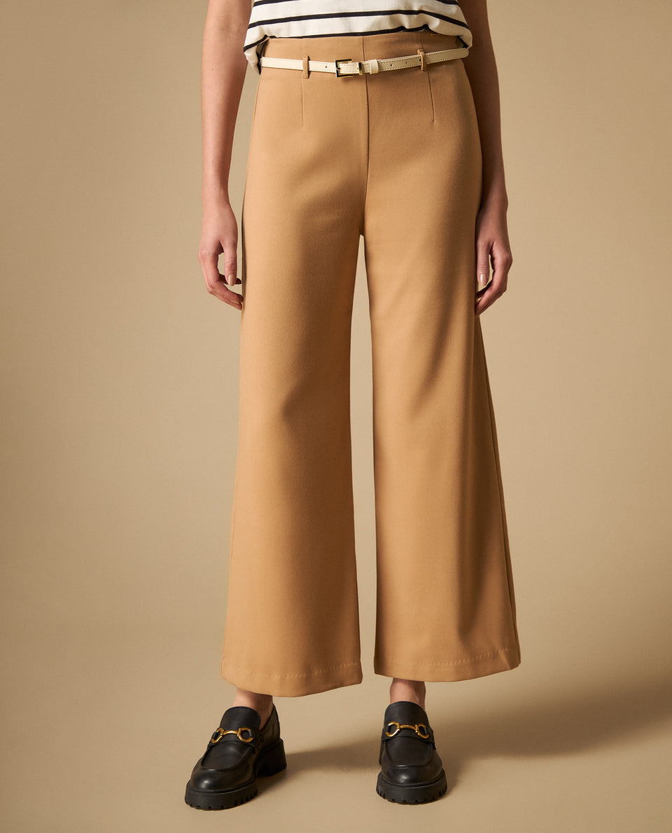 Pantalón palazzo tiro alto con cinturón para mujer - Café 34_431H000_CAF171320_3