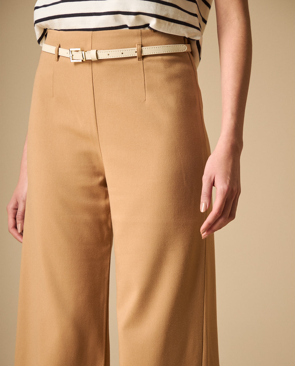 Pantalón palazzo tiro alto con cinturón para mujer - Café 34_431H000_CAF171320_4
