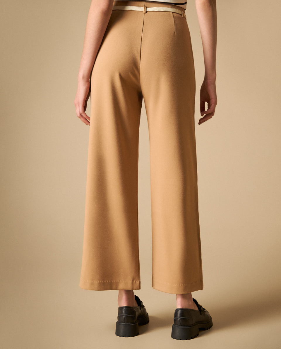 Pantalón palazzo tiro alto con cinturón para mujer - Café 34_431H000_CAF171320_5
