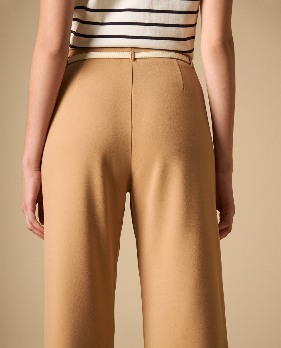 Pantalón palazzo tiro alto con cinturón para mujer - Café 34_431H000_CAF171320_6