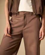 Pantalón amplio con bolsillos frontales para mujer - Café 34_431H004_CAF181304_4
