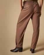 Pantalón amplio con bolsillos frontales para mujer - Café 34_431H004_CAF181304_6