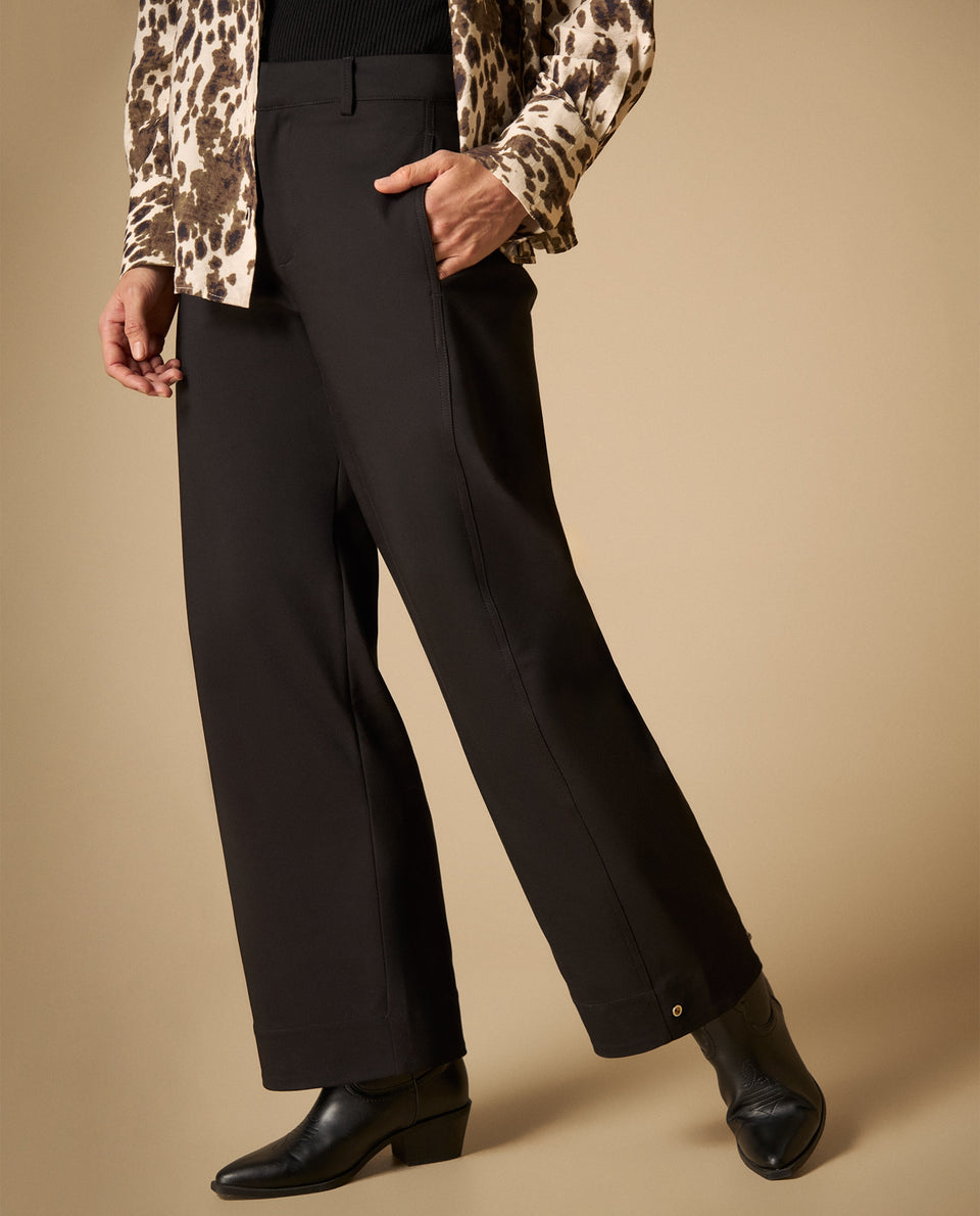 Pantalón amplio con bolsillos frontales para mujer - Negro 34_431H004_NEG190303_3