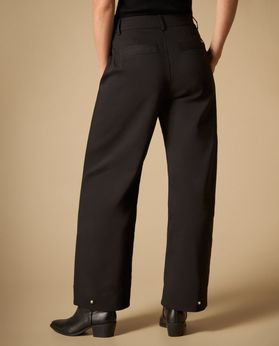 Pantalón amplio con bolsillos frontales para mujer - Negro 34_431H004_NEG190303_5