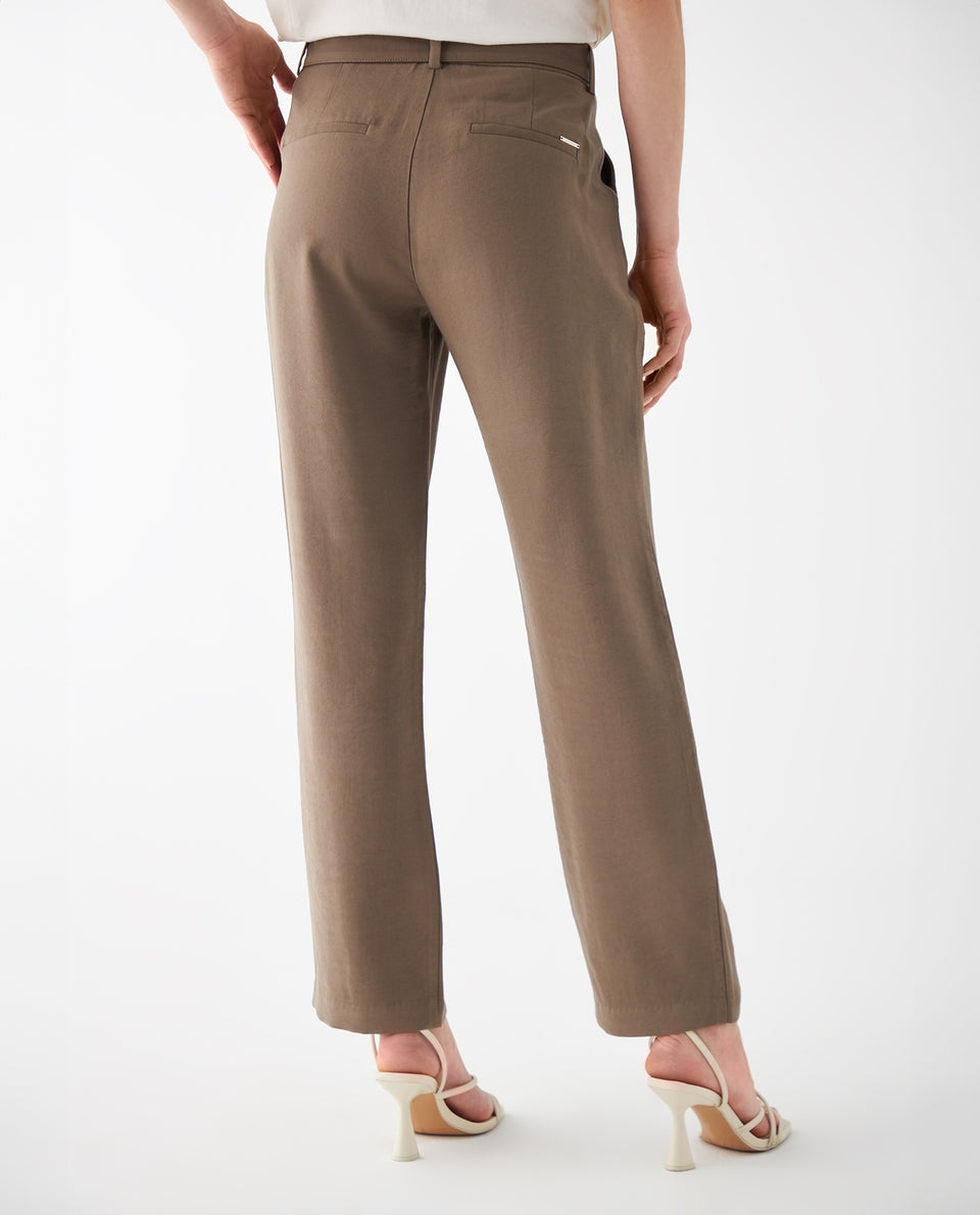 Pantalón elegante con cinturón para mujer - Verde 34_432F014_VER190516_4