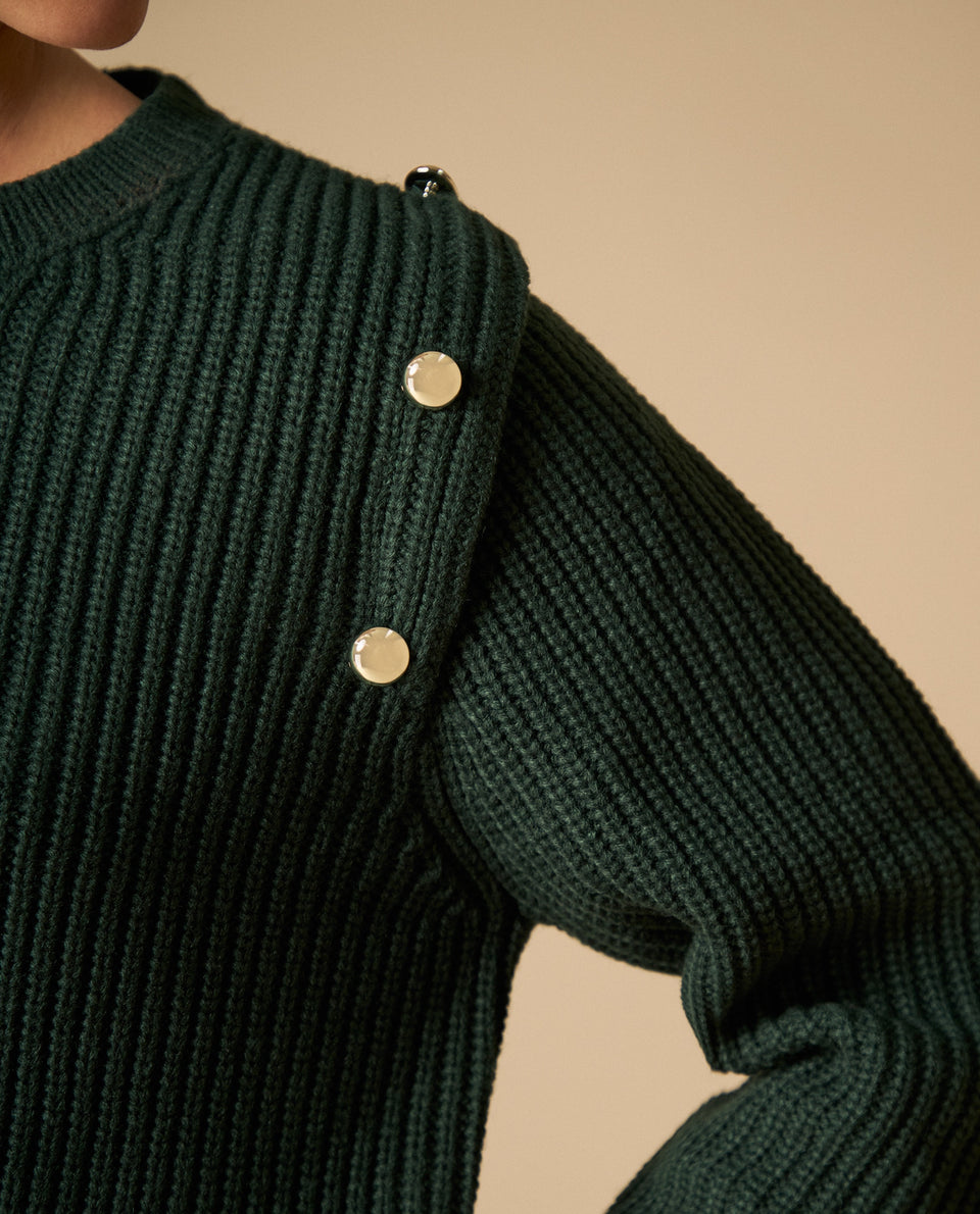 Suéter cuello alto con detalles metálicos para mujer - Verde 34_461H201_VER175641_4
