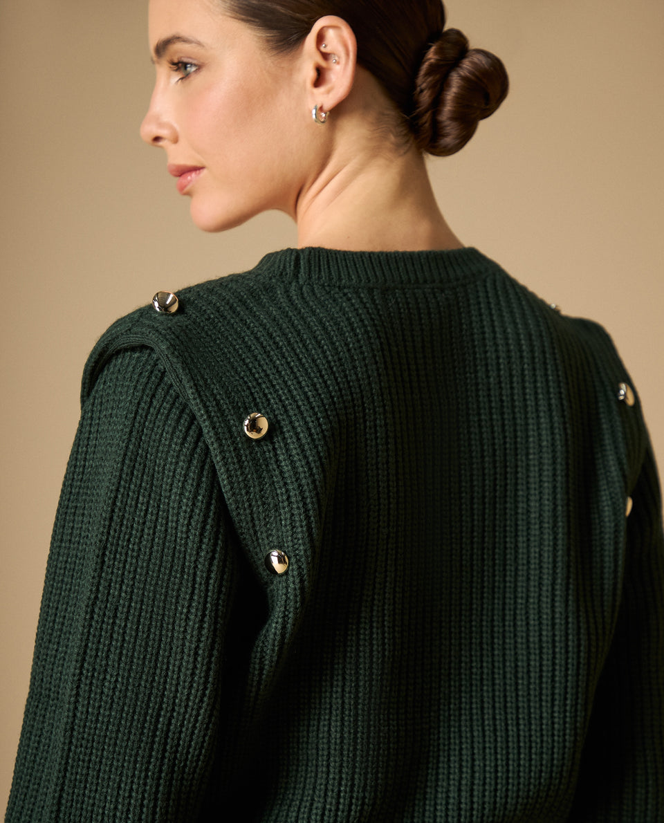 Suéter cuello alto con detalles metálicos para mujer - Verde 34_461H201_VER175641_6