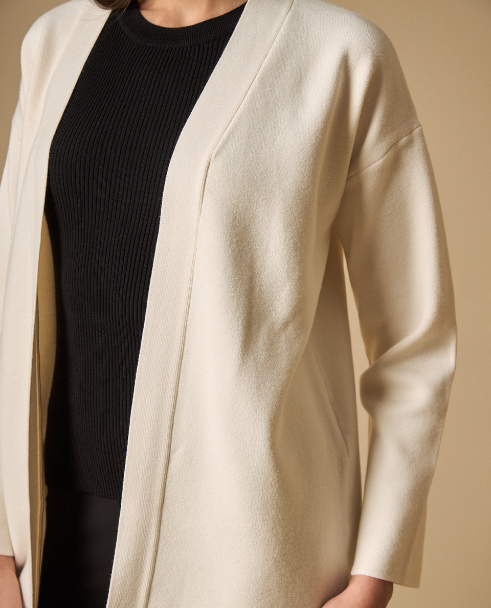 Cardigan abierto manga larga para mujer - Beige 34_461H205_BEI130607_3