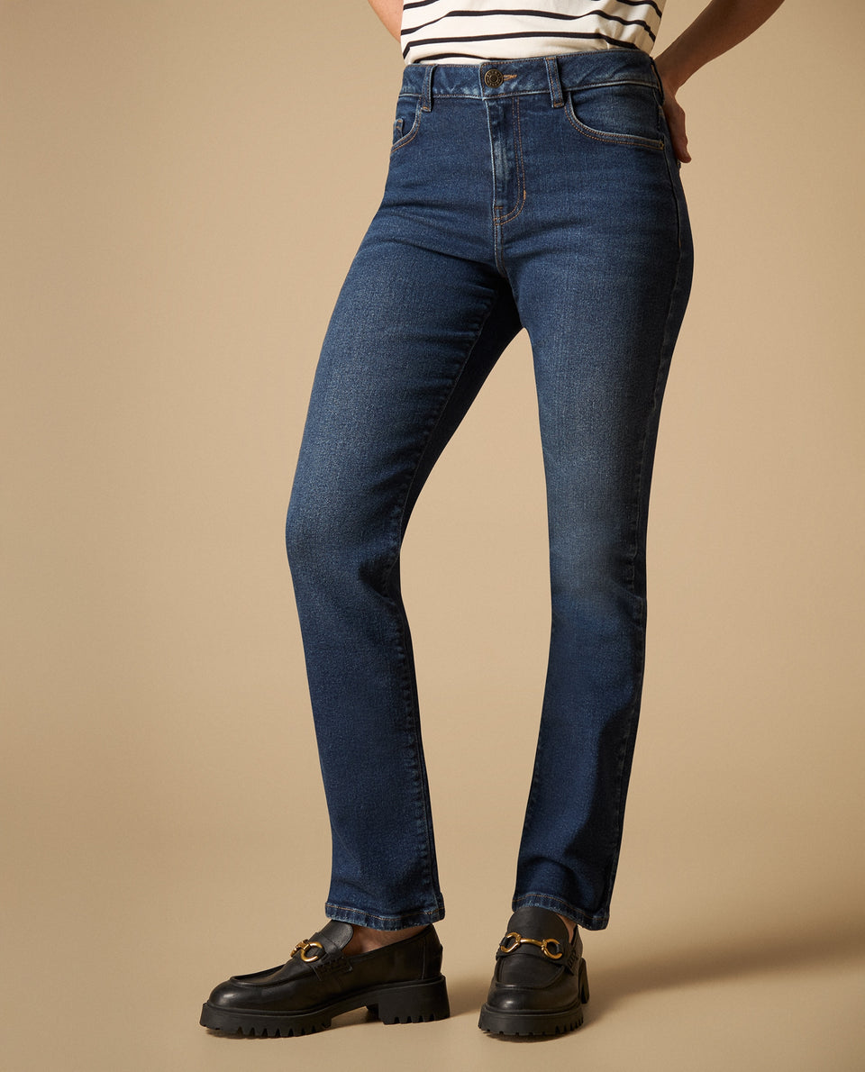 Jean recto tiro medio cinco bolsillos para mujer - Azul 34_471H000_AZU193933_3