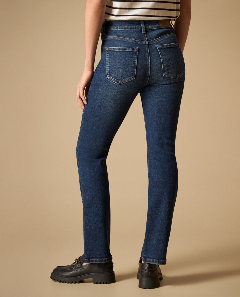 Jean recto tiro medio cinco bolsillos para mujer - Azul 34_471H000_AZU193933_5