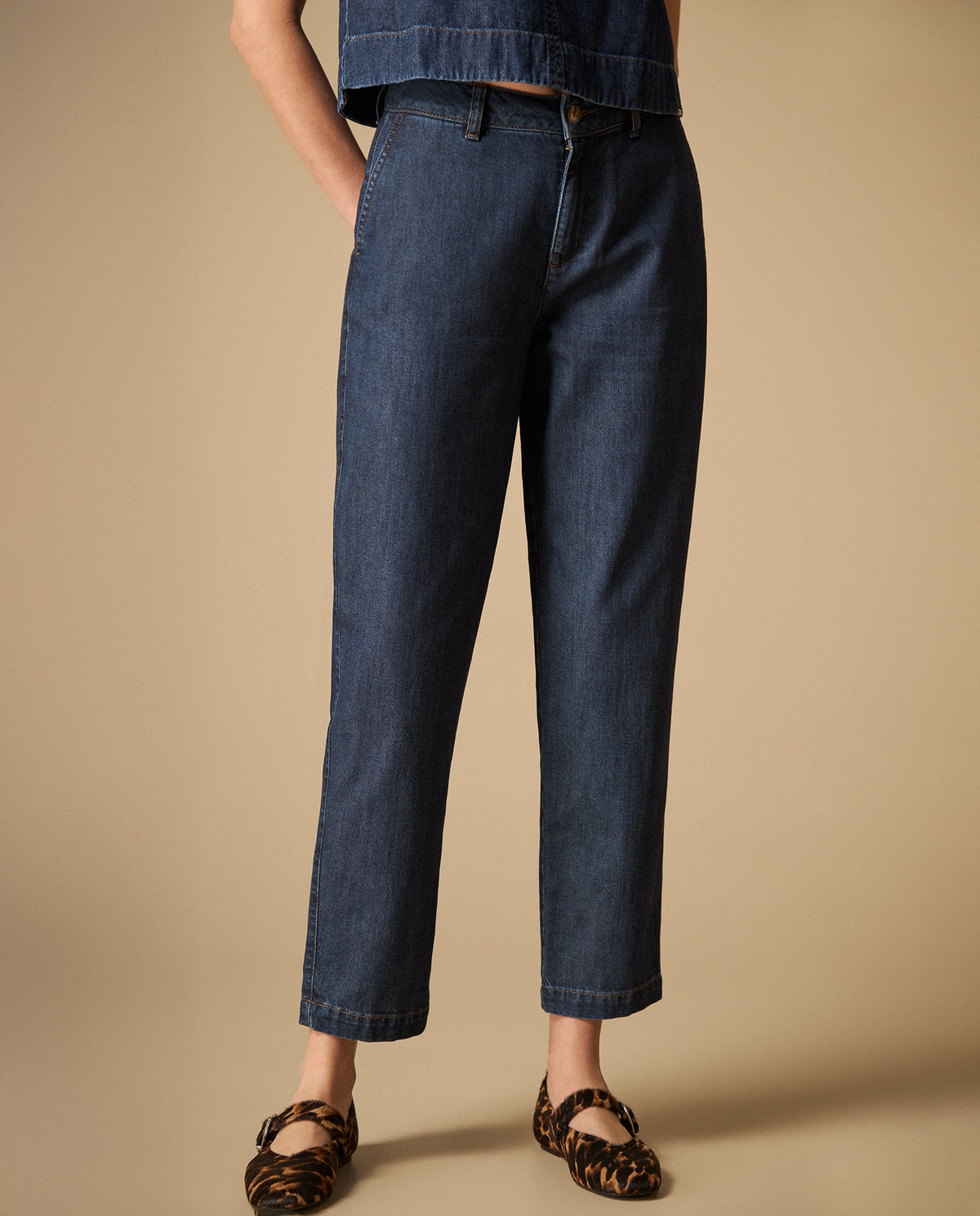 Conjunto denim sin mangas de dos piezas para mujer - Azul 34_471H001_AZU193933_3