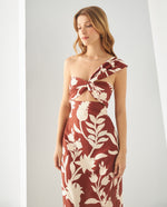 Vestido midi estampado para mujer - Café 34_491F011_CAF191435_3