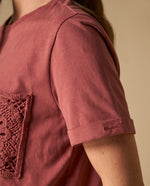 Camiseta manga corta con bolsillo de encaje para mujer - Rosa 34_601H000_ROS181435_4
