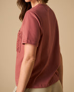 Camiseta manga corta con bolsillo de encaje para mujer - Rosa 34_601H000_ROS181435_5