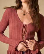 Camiseta tejida con cordones frontales y detalles de volantes - Rosa 34_601H200_ROS161626_3
