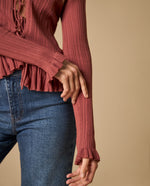 Camiseta tejida con cordones frontales y detalles de volantes - Rosa 34_601H200_ROS161626_4