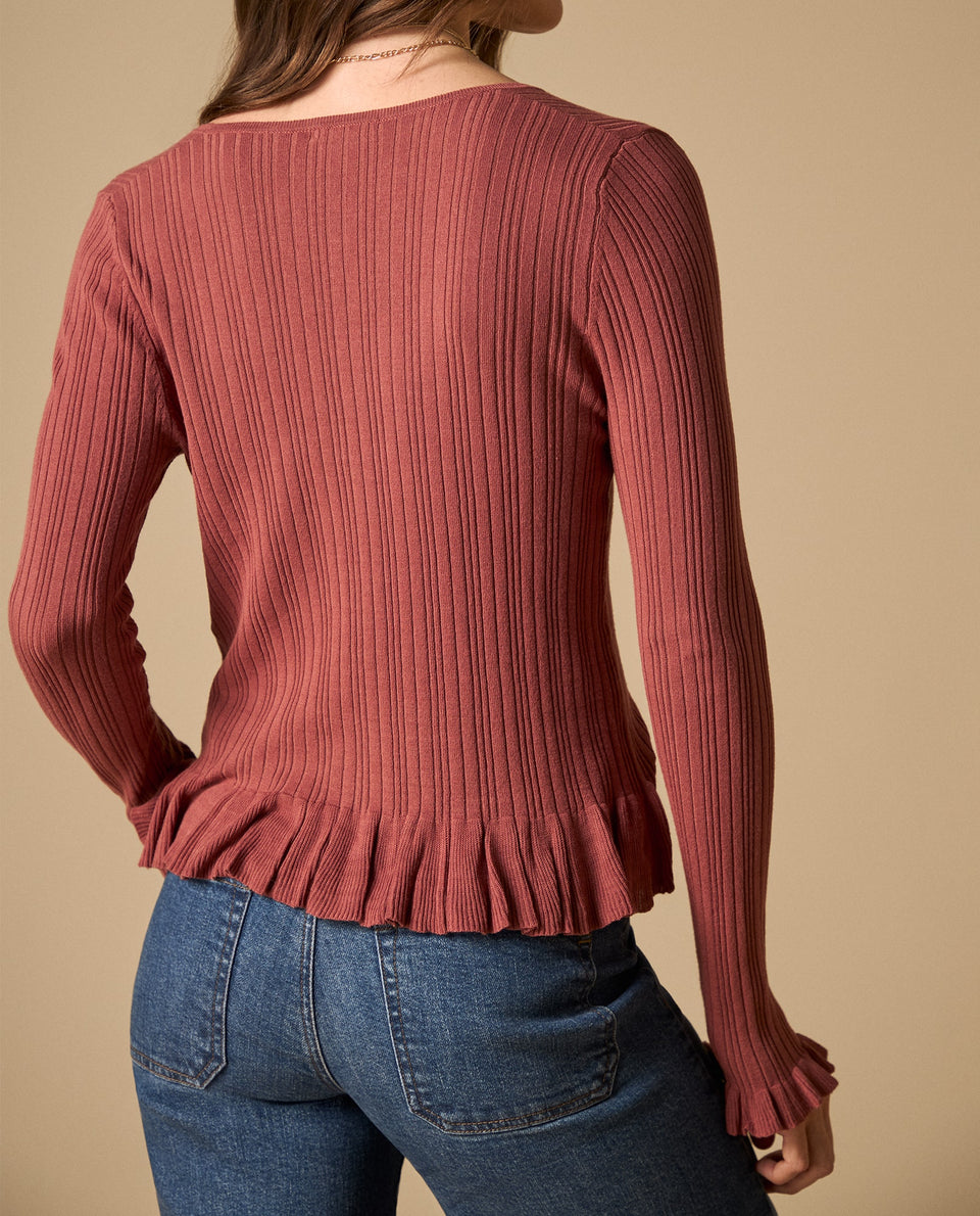 Camiseta tejida con cordones frontales y detalles de volantes - Rosa 34_601H200_ROS161626_6