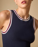 Camiseta sin mangas con ribetes tricolor para mujer - Azul 34_601H204_AZU184011_4
