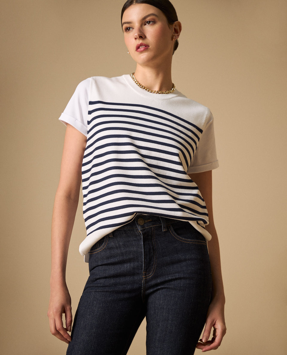 Camiseta tejida sin mangas con rayas horizontales - Crudo 34_601H205_CRU144500_6