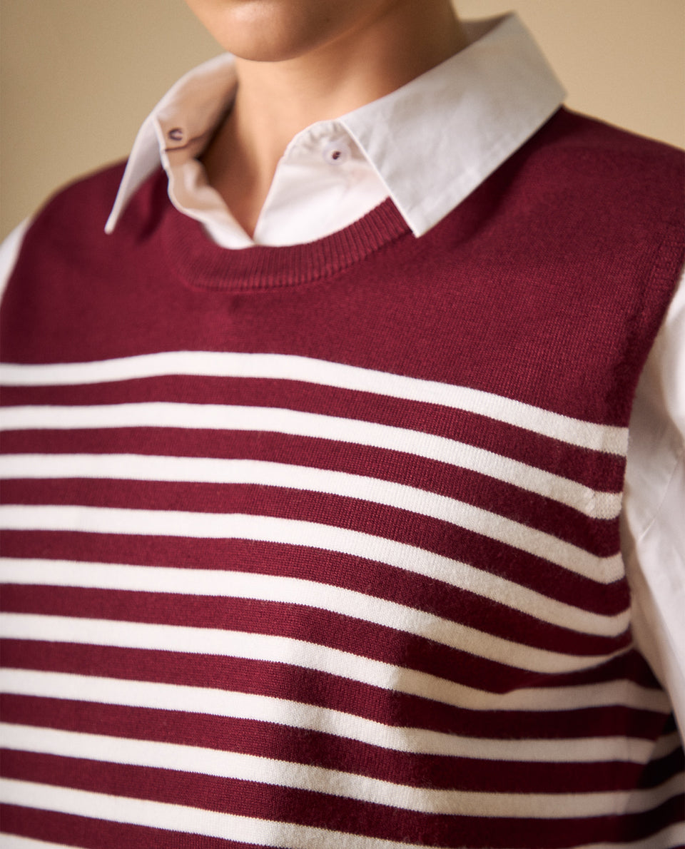 Camiseta tejida sin mangas con rayas horizontales - Rojo 34_601H205_ROJ191617_3