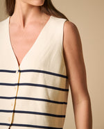 Camiseta tejida sin mangas con rayas horizontales para mujer - Crudo 34_601H206_CRU144500_5