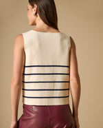 Camiseta tejida sin mangas con rayas horizontales para mujer - Crudo 34_601H206_CRU144500_6