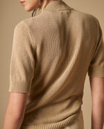 Camiseta tejida manga corta con cuello alto para mujer - Café 34_601H210_CAF171044_5