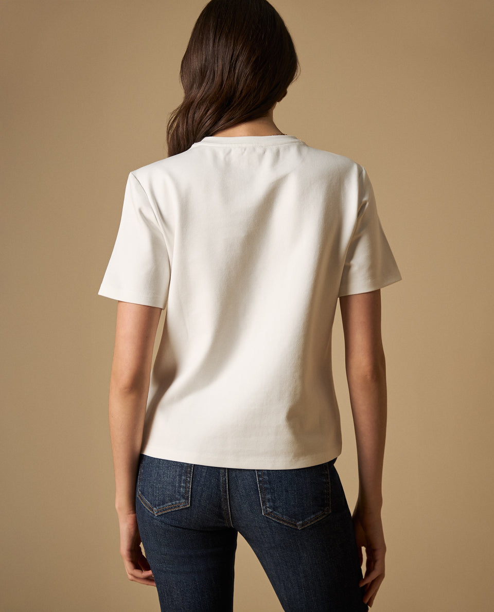 Camiseta manga corta con bordados florales para mujer - Crudo 34_601H216_CRU110604_5