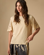 Camiseta manga corta con detalles de encaje para mujer - Amarillo 34_601H221_AMA110623_4