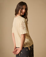 Camiseta manga corta con detalles de encaje para mujer - Amarillo 34_601H221_AMA110623_5
