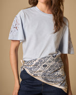 Camiseta manga corta con detalles de encaje para mujer - Azul 34_601H221_AZU144306_0