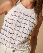 Camiseta sin mangas con patrón geométrico para mujer - Crudo 34_601H222_CRU111001_5