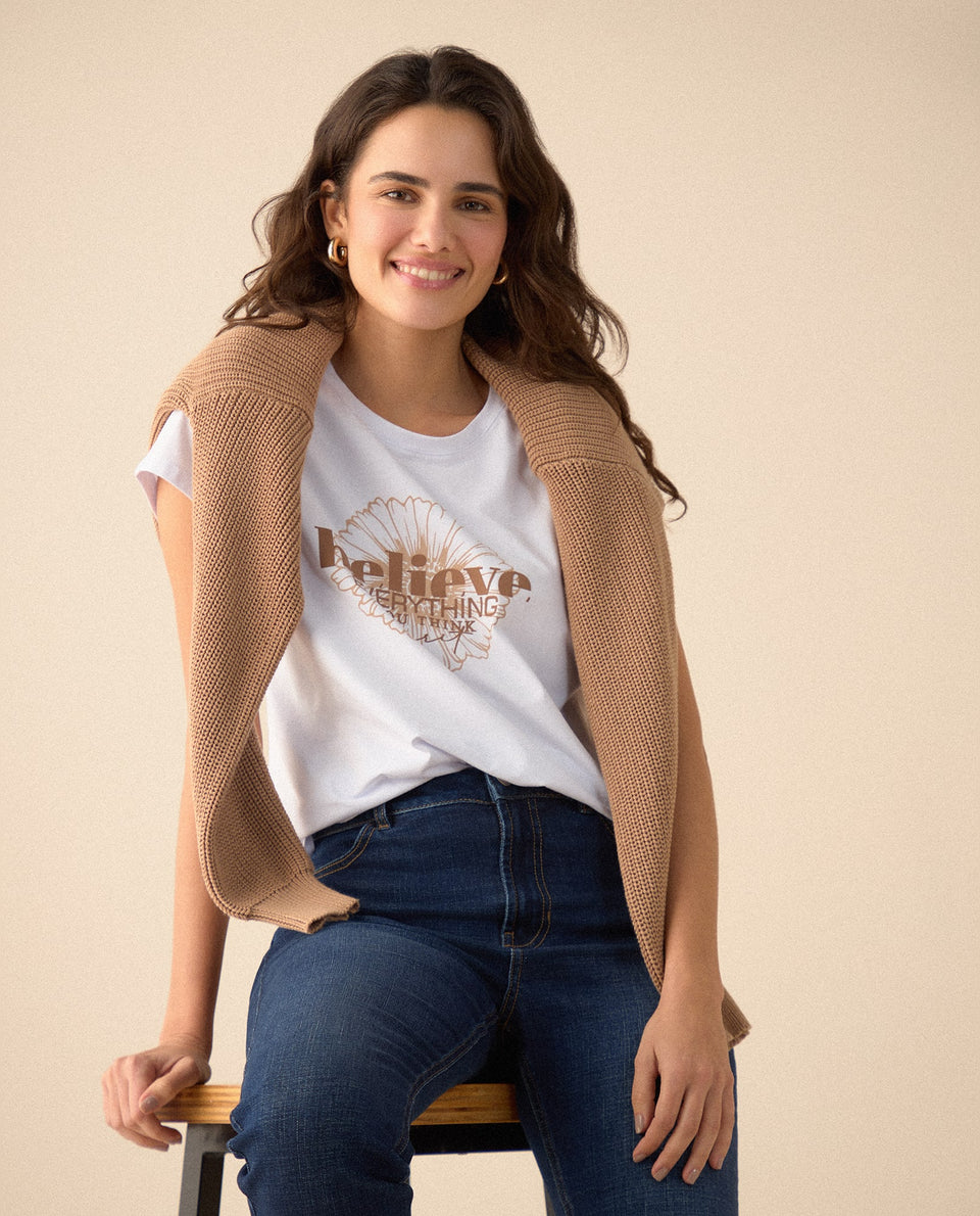 Camiseta de estampado con relieve para mujer - Blanco 34_605F363_BLA114202_6
