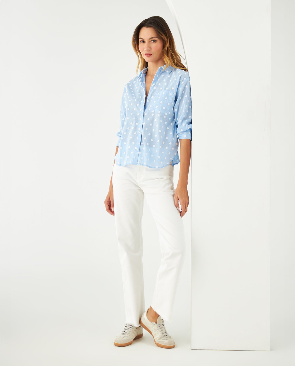 Camisa con detalles bordados para mujer - Azul 34_611F044_AZU153920_0