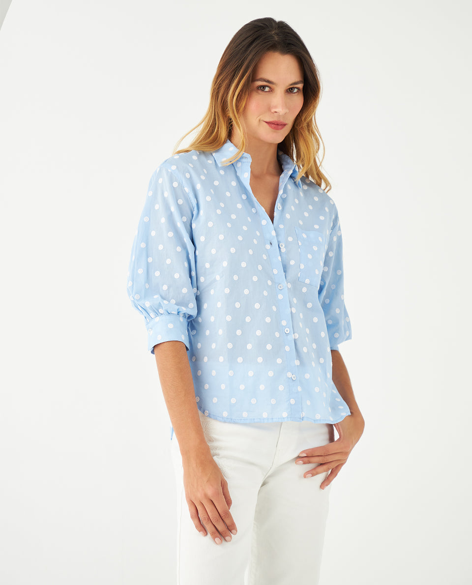 Camisa con detalles bordados para mujer - Azul 34_611F044_AZU153920_3