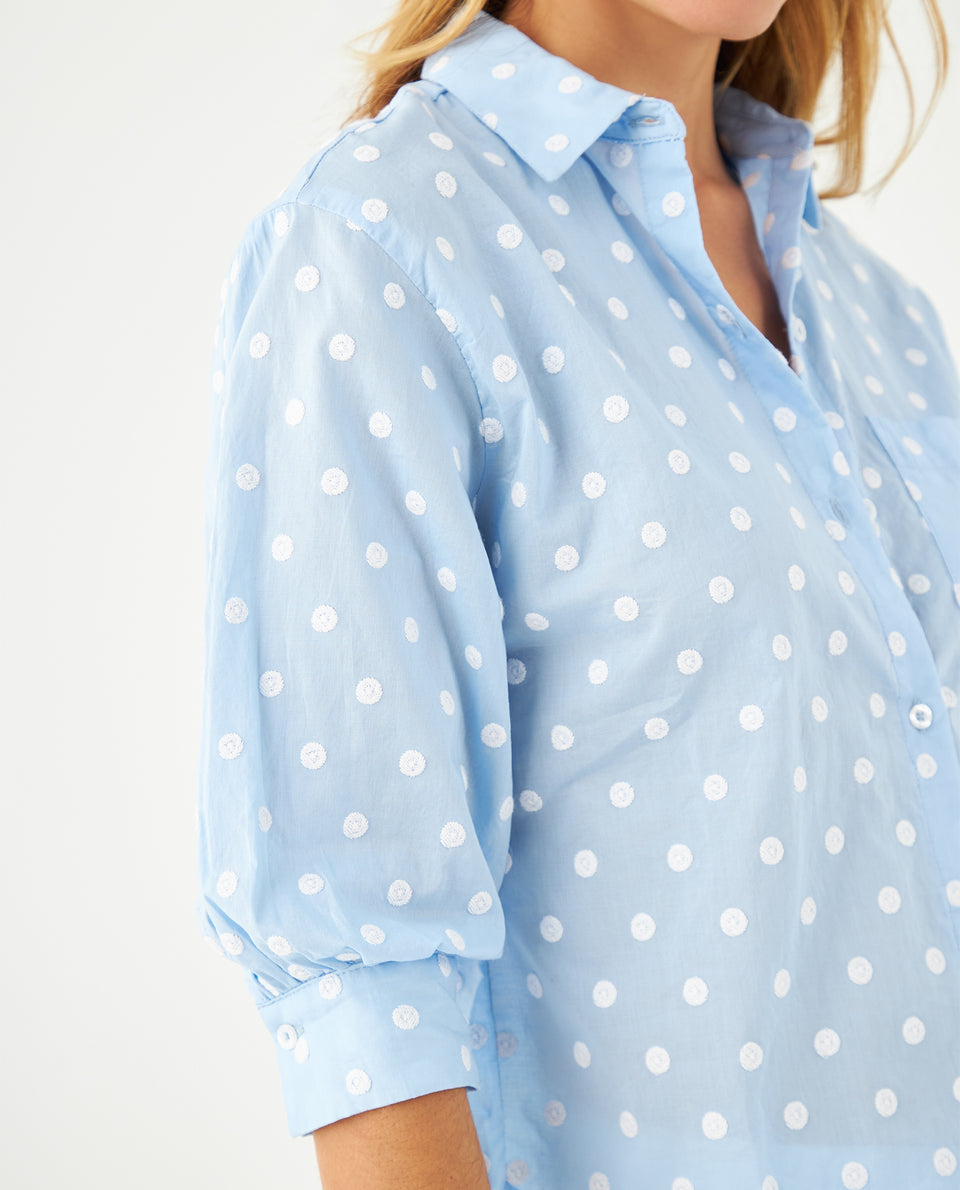 Camisa con detalles bordados para mujer - Azul 34_611F044_AZU153920_5