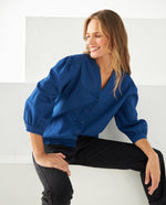Camisa con escote en V para mujer - Azul 34_611F047_AZU194029_3